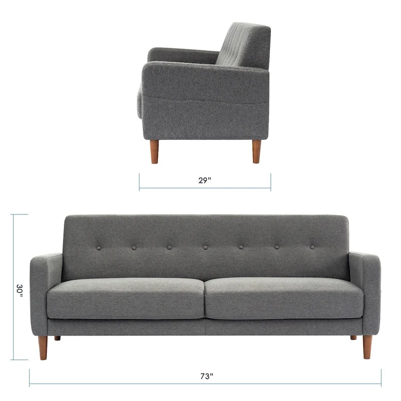 Canapé en lin touffeté moderne ADAIR avec poches accoudoirs par Crown Comfort