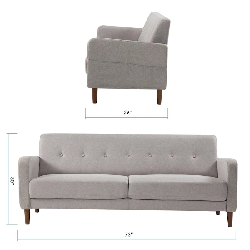 Canapé en lin touffeté moderne ADAIR avec poches accoudoirs par Crown Comfort
