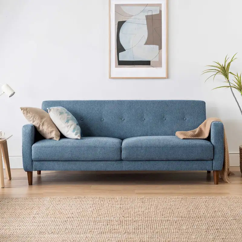 Canapé en lin touffeté moderne ADAIR avec poches accoudoirs par Crown Comfort
