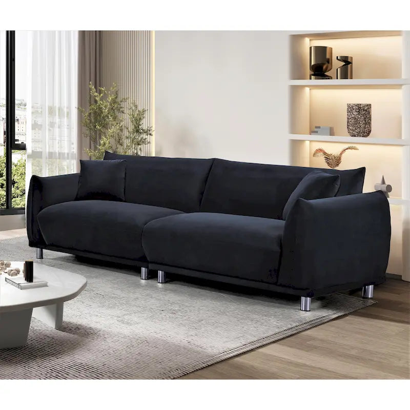 Canapé en tissu velours US Pride Furniture, pieds en métal, 88,2W