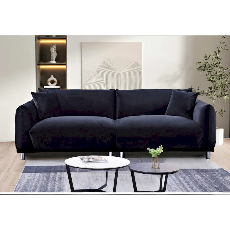 Canapé en tissu velours US Pride Furniture, pieds en métal, 88,2W
