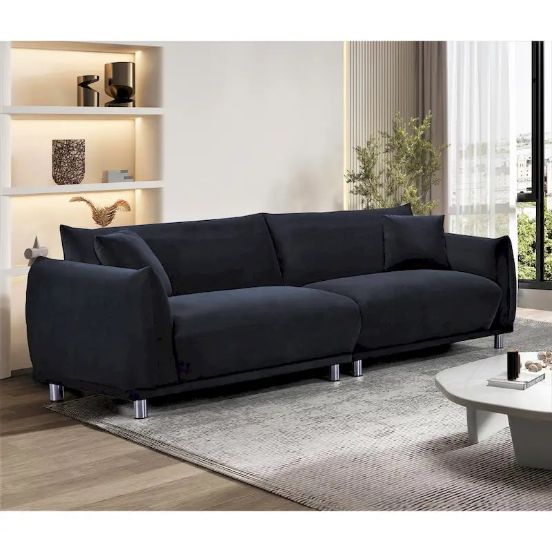 Canapé en tissu velours US Pride Furniture, pieds en métal, 88,2W