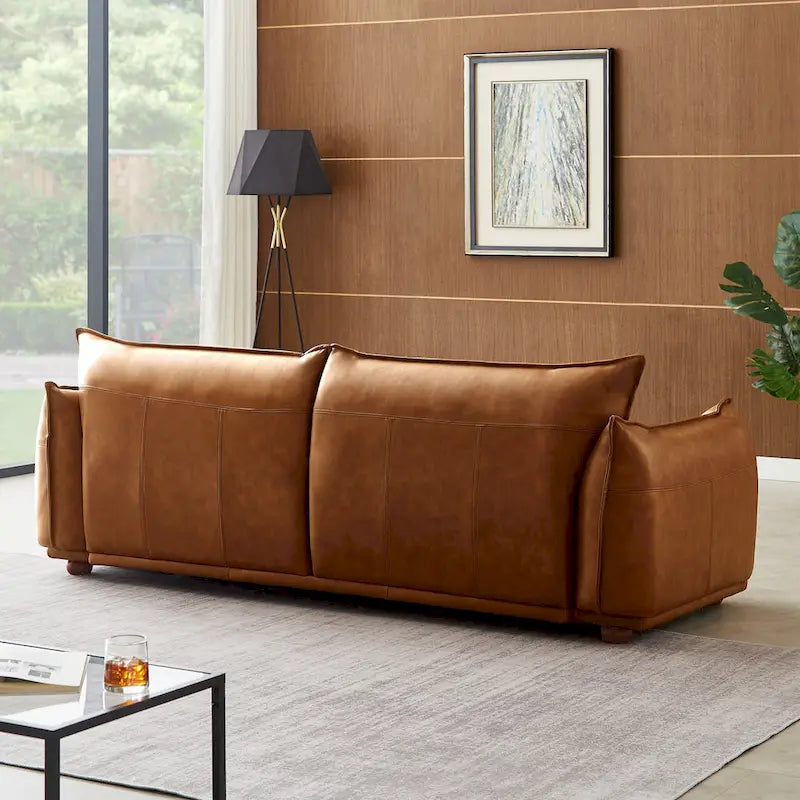 Canapé Manar en cuir véritable, luxe moderne du milieu du siècle