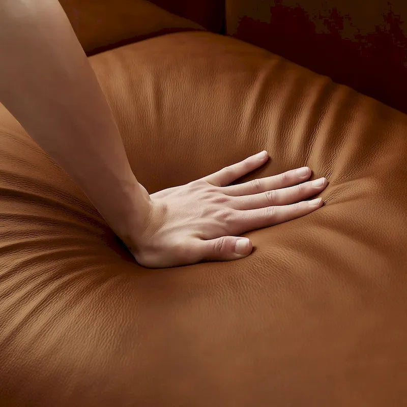 Canapé Manar en cuir véritable, luxe moderne du milieu du siècle