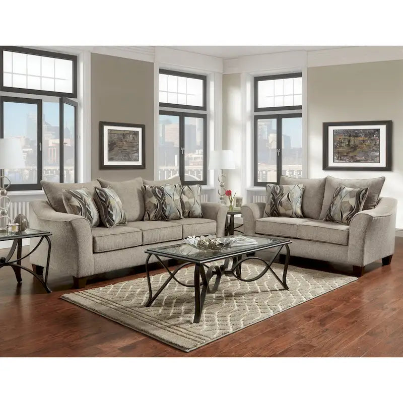 Canapé en tissu avec coussins de dossier Roundhill Furniture Camero
