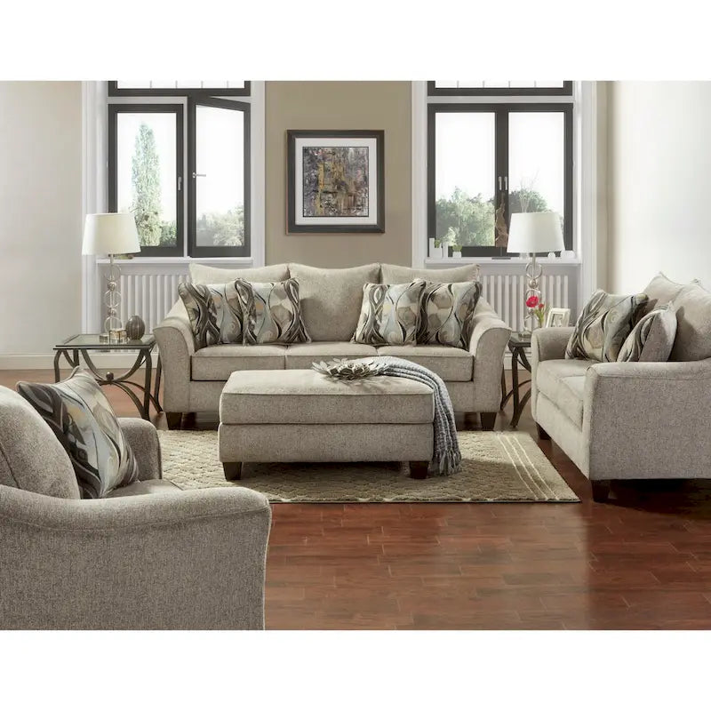 Canapé en tissu avec coussins de dossier Roundhill Furniture Camero