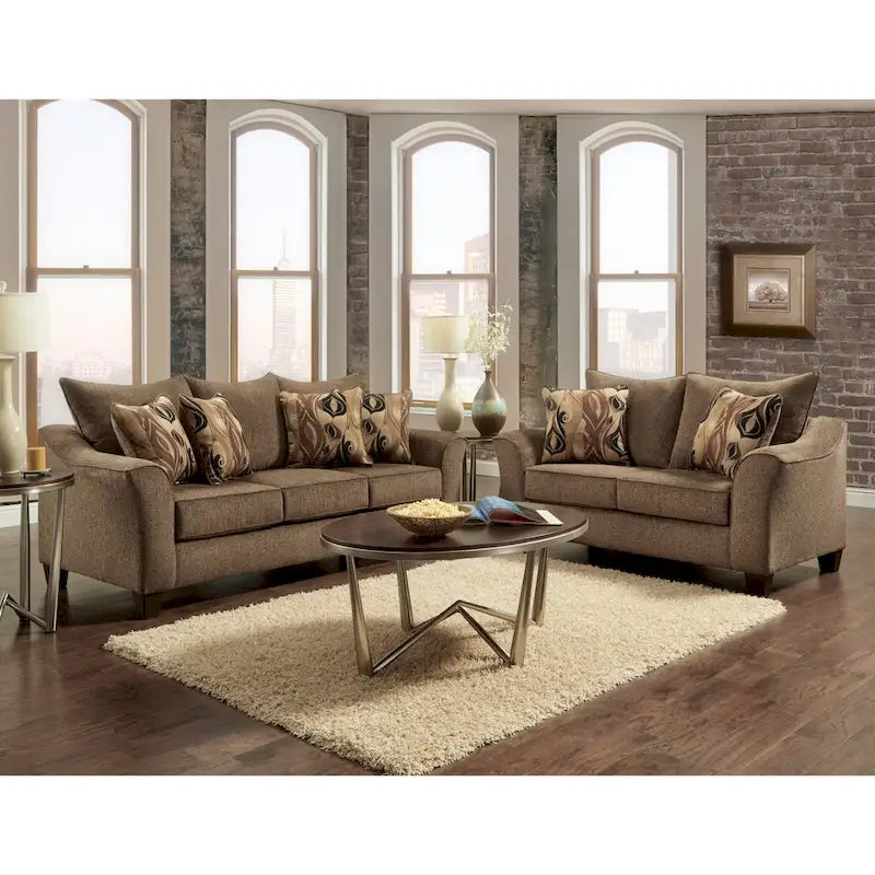 Canapé en tissu avec coussins de dossier Roundhill Furniture Camero