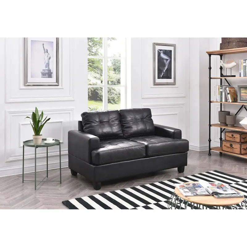 Canapé droit en similicuir avec accoudoirs évasés Sandridge 58 po l. - 34L x 58l x 36H