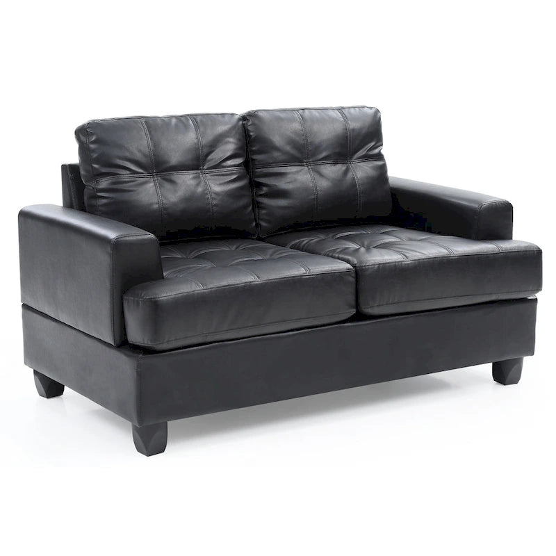 Canapé droit en similicuir avec accoudoirs évasés Sandridge 58 po l. - 34L x 58l x 36H