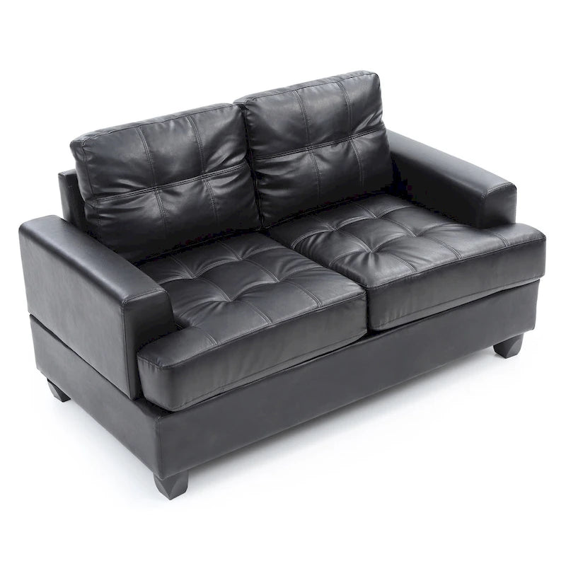 Canapé droit en similicuir avec accoudoirs évasés Sandridge 58 po l. - 34L x 58l x 36H
