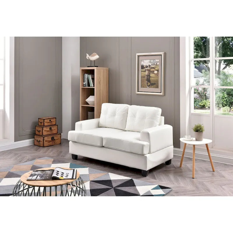 Canapé droit en similicuir avec accoudoirs évasés Sandridge 58 po l. - 34L x 58l x 36H
