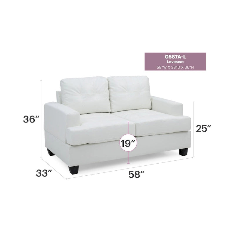 Canapé droit en similicuir avec accoudoirs évasés Sandridge 58 po l. - 34L x 58l x 36H
