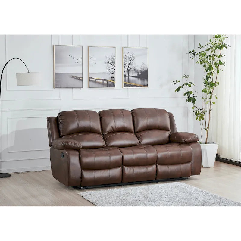 Canapé inclinable manuel 3 places en cuir reconstitué Betsy Furniture 8018