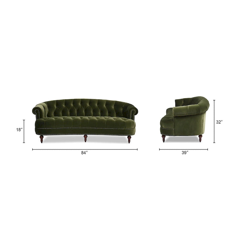 Canapé capitonné chesterfield La Rosa 84 en velours, style moderne du milieu du siècle