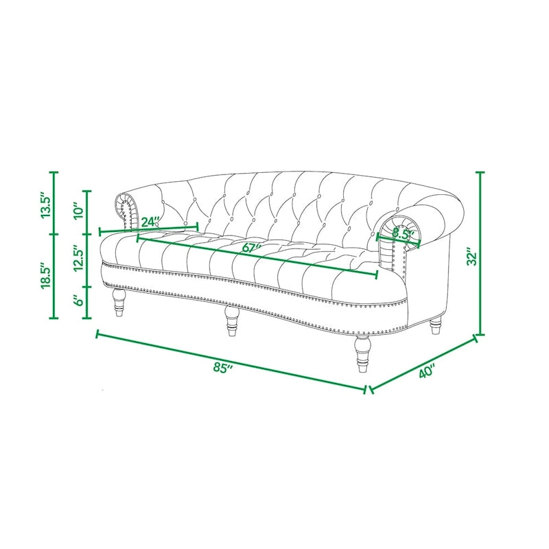 Canapé capitonné chesterfield La Rosa 84 en velours, style moderne du milieu du siècle