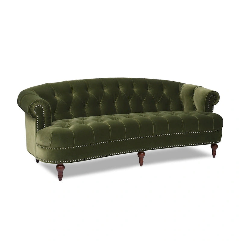 Canapé capitonné chesterfield La Rosa 84 en velours, style moderne du milieu du siècle