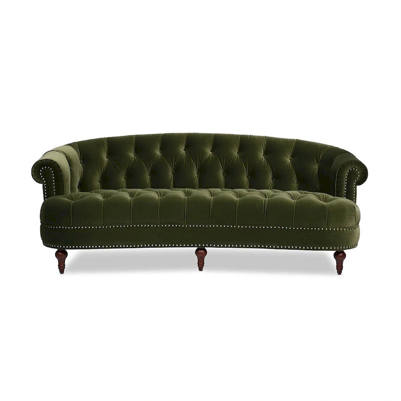 Canapé capitonné chesterfield La Rosa 84 en velours, style moderne du milieu du siècle