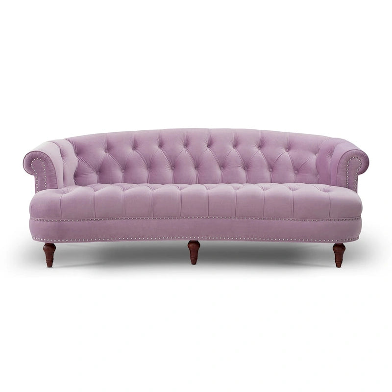 Canapé capitonné chesterfield La Rosa 84 en velours, style moderne du milieu du siècle