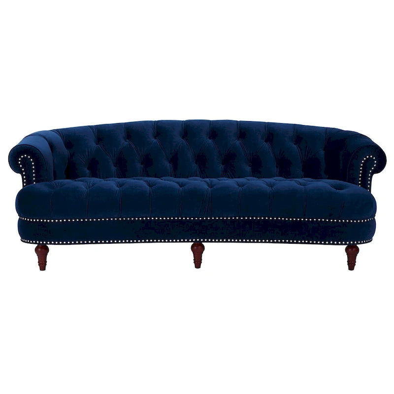 Canapé capitonné chesterfield La Rosa 84 en velours, style moderne du milieu du siècle