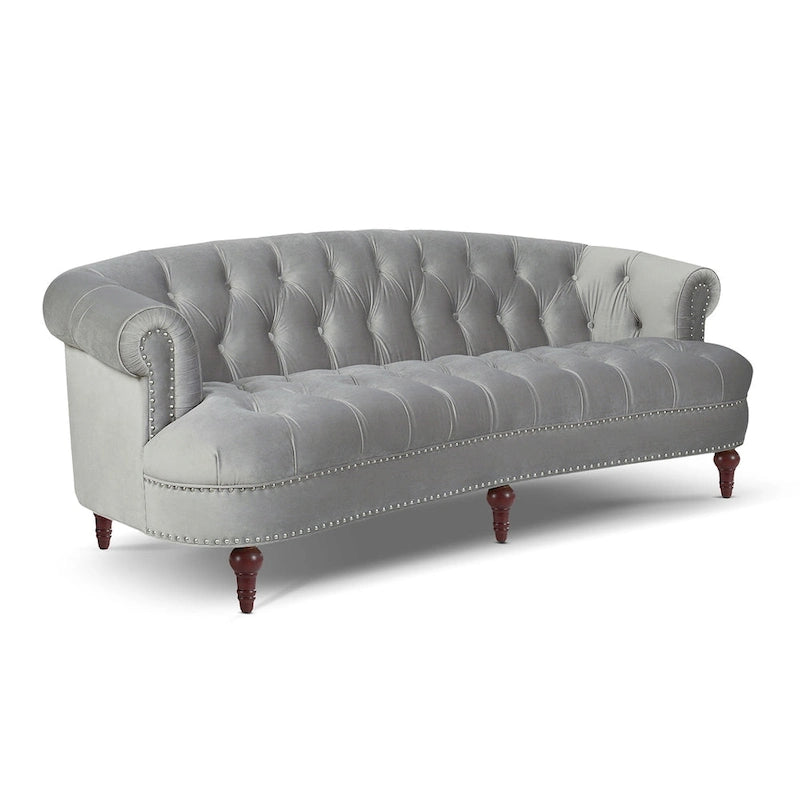 Canapé capitonné chesterfield La Rosa 84 en velours, style moderne du milieu du siècle