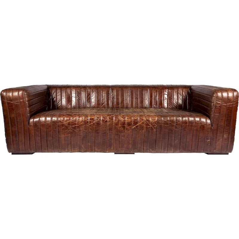 Canapé en cuir moderne Aurelle Home Caolo à coutures matelassées