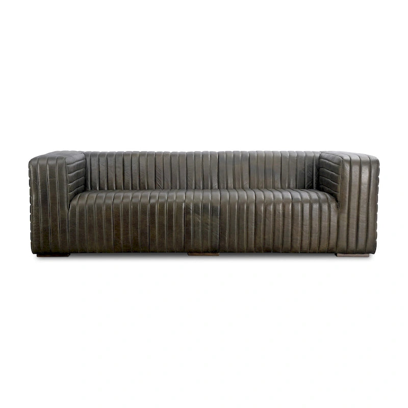 Canapé en cuir moderne Aurelle Home Caolo à coutures matelassées
