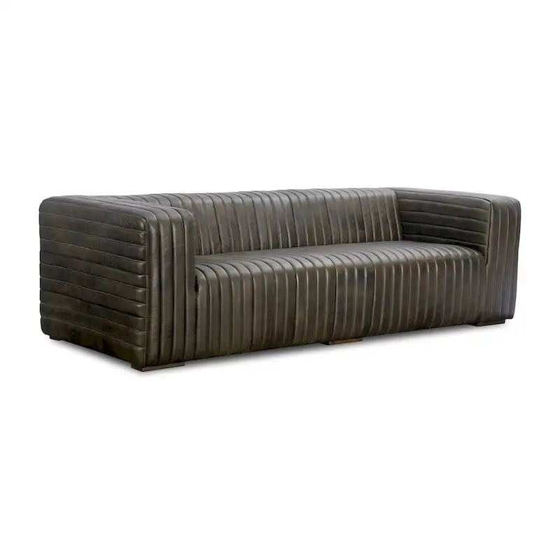 Canapé en cuir moderne Aurelle Home Caolo à coutures matelassées
