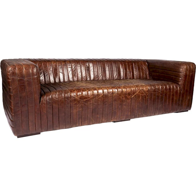 Canapé en cuir moderne Aurelle Home Caolo à coutures matelassées