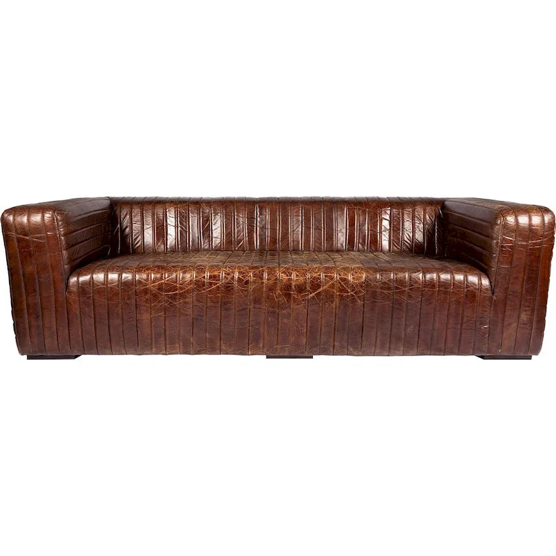 Canapé en cuir moderne Aurelle Home Caolo à coutures matelassées