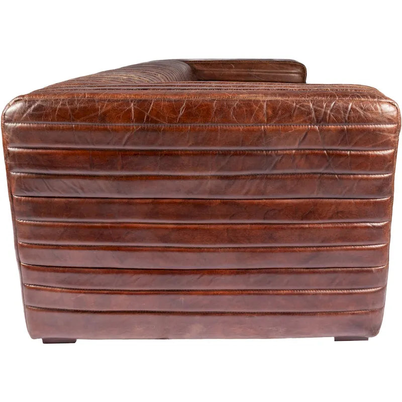 Canapé en cuir moderne Aurelle Home Caolo à coutures matelassées