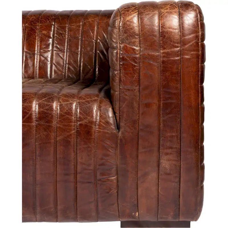 Canapé en cuir moderne Aurelle Home Caolo à coutures matelassées