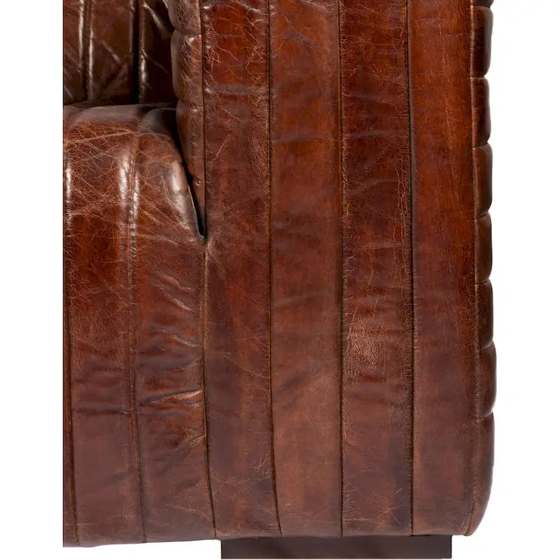 Canapé en cuir moderne Aurelle Home Caolo à coutures matelassées