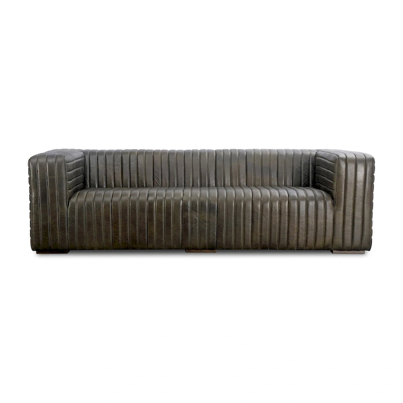 Canapé en cuir moderne Aurelle Home Caolo à coutures matelassées