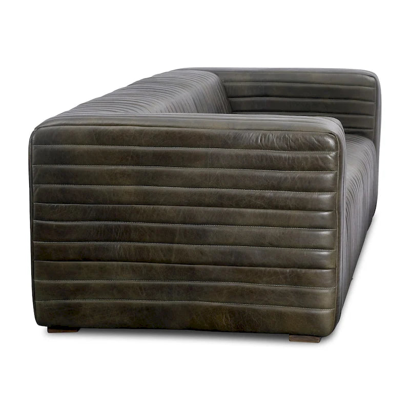 Canapé en cuir moderne Aurelle Home Caolo à coutures matelassées