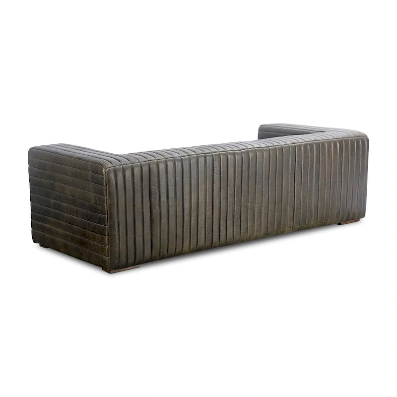 Canapé en cuir moderne Aurelle Home Caolo à coutures matelassées