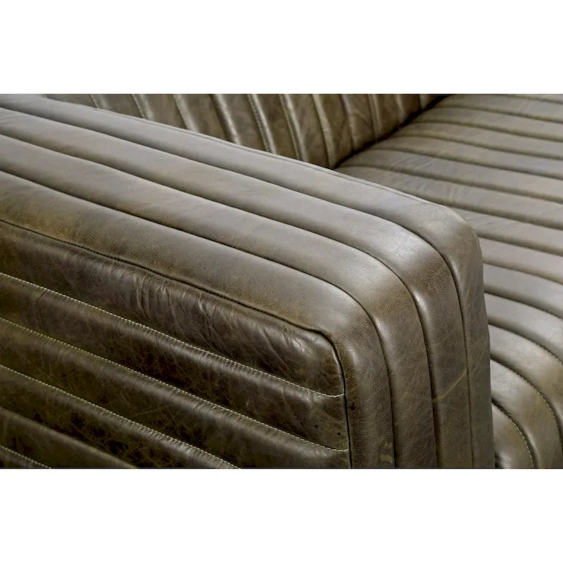 Canapé en cuir moderne Aurelle Home Caolo à coutures matelassées