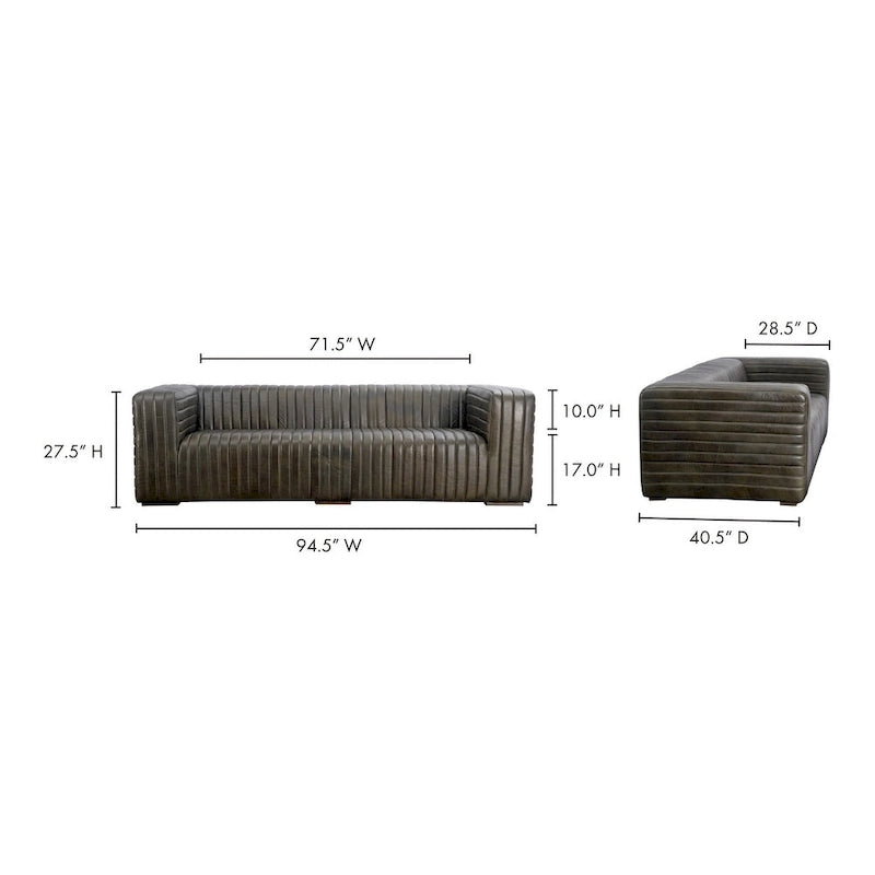 Canapé en cuir moderne Aurelle Home Caolo à coutures matelassées