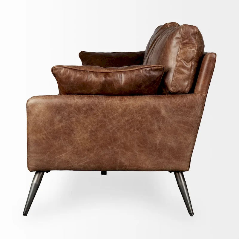 Canapé Cochrane II en cuir véritable marron - 82,0L x 33,0l x 32,3H