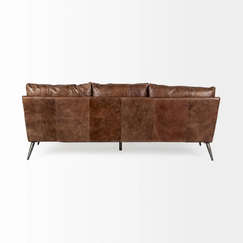Canapé Cochrane II en cuir véritable marron - 82,0L x 33,0l x 32,3H