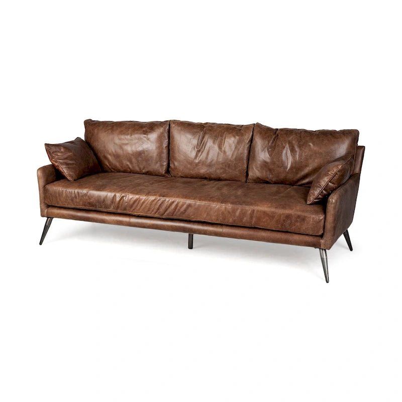 Canapé Cochrane II en cuir véritable marron - 82,0L x 33,0l x 32,3H