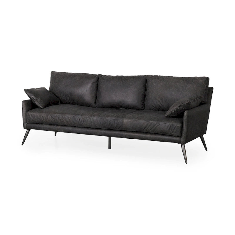 Canapé Cochrane II en cuir véritable marron - 82,0L x 33,0l x 32,3H