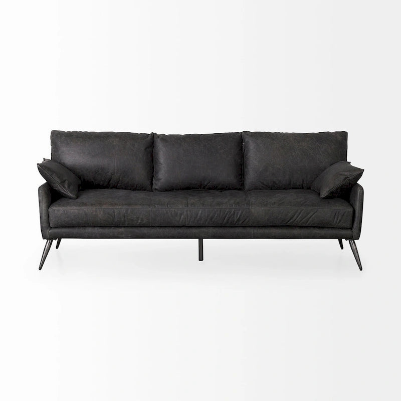 Canapé Cochrane II en cuir véritable marron - 82,0L x 33,0l x 32,3H