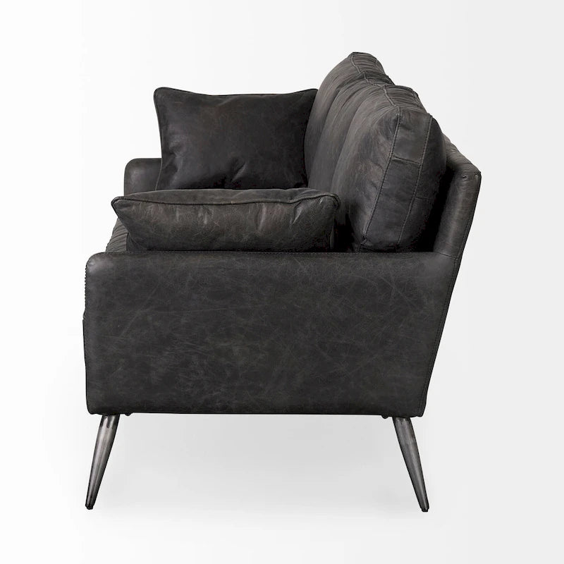 Canapé Cochrane II en cuir véritable marron - 82,0L x 33,0l x 32,3H