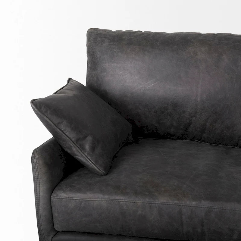 Canapé Cochrane II en cuir véritable marron - 82,0L x 33,0l x 32,3H