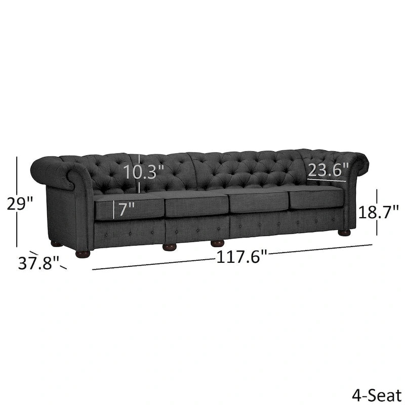 Canapé Chesterfield extra long Knightsbridge gris par iNSPIRE Q Artisan
