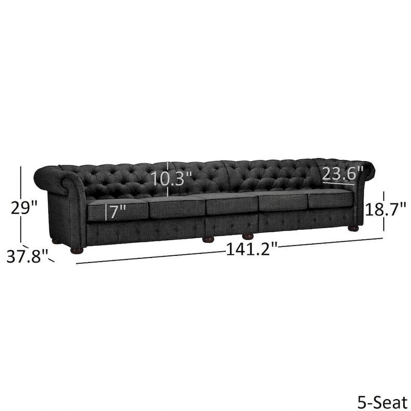 Canapé Chesterfield extra long Knightsbridge gris par iNSPIRE Q Artisan