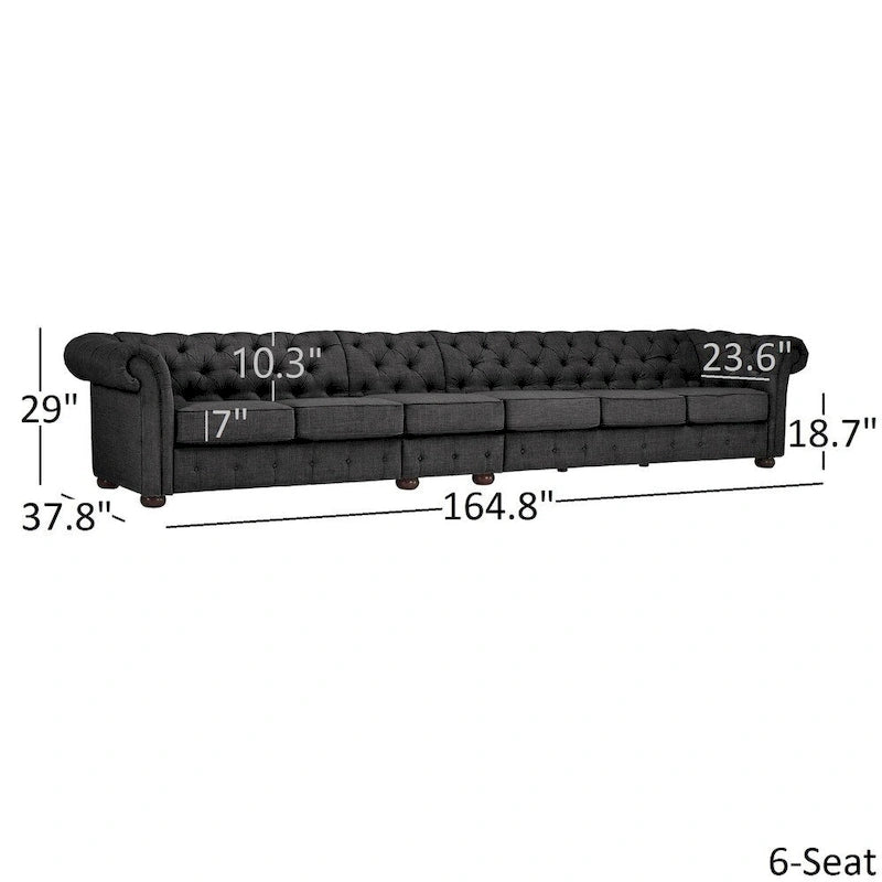 Canapé Chesterfield extra long Knightsbridge gris par iNSPIRE Q Artisan