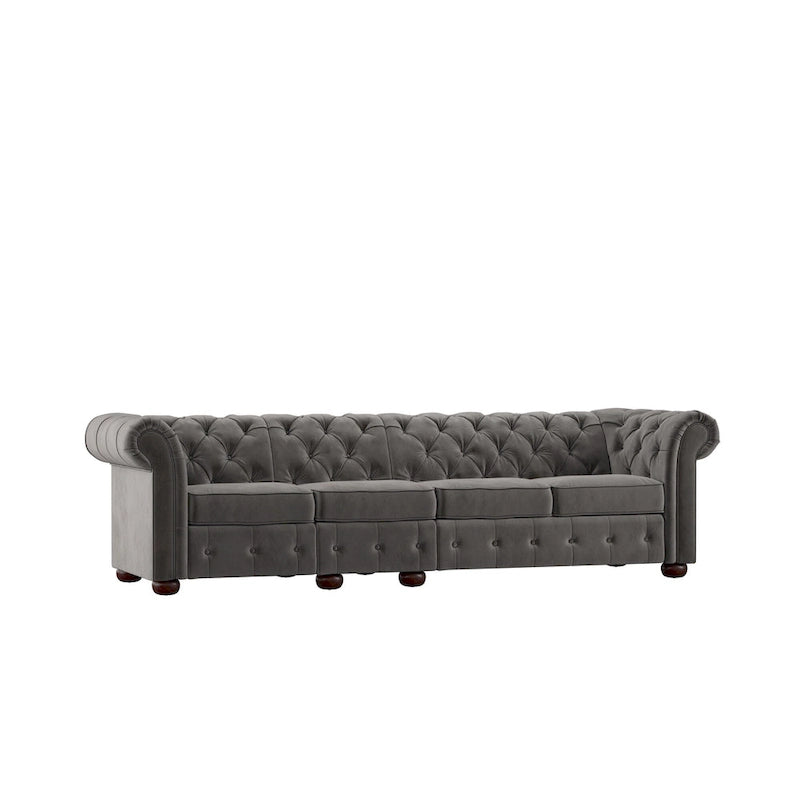 Canapé Chesterfield extra long Knightsbridge gris par iNSPIRE Q Artisan