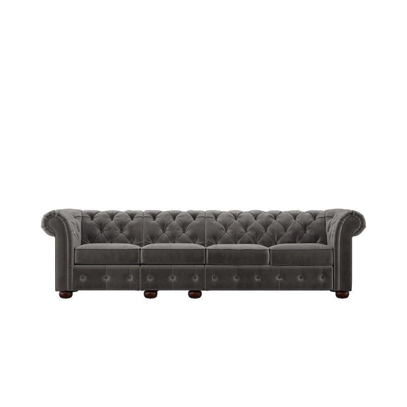 Canapé Chesterfield extra long Knightsbridge gris par iNSPIRE Q Artisan