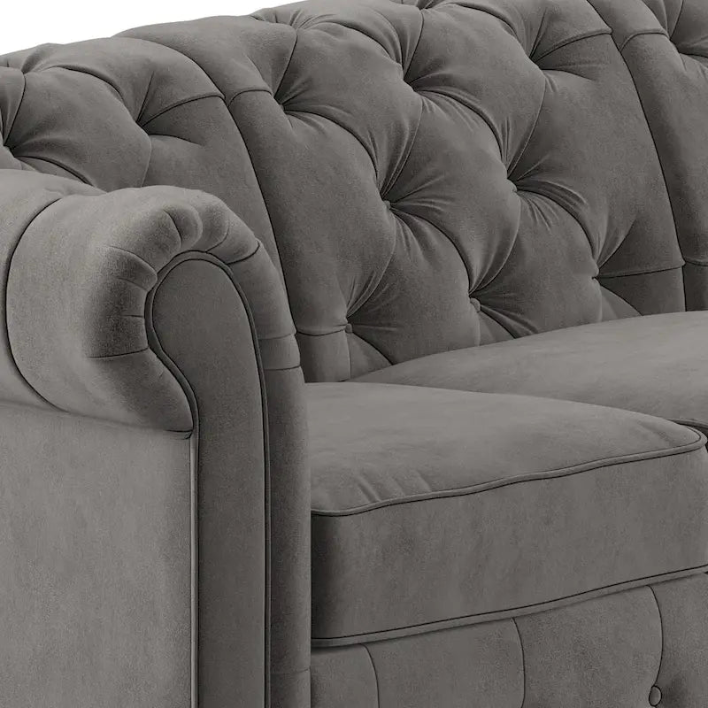 Canapé Chesterfield extra long Knightsbridge gris par iNSPIRE Q Artisan